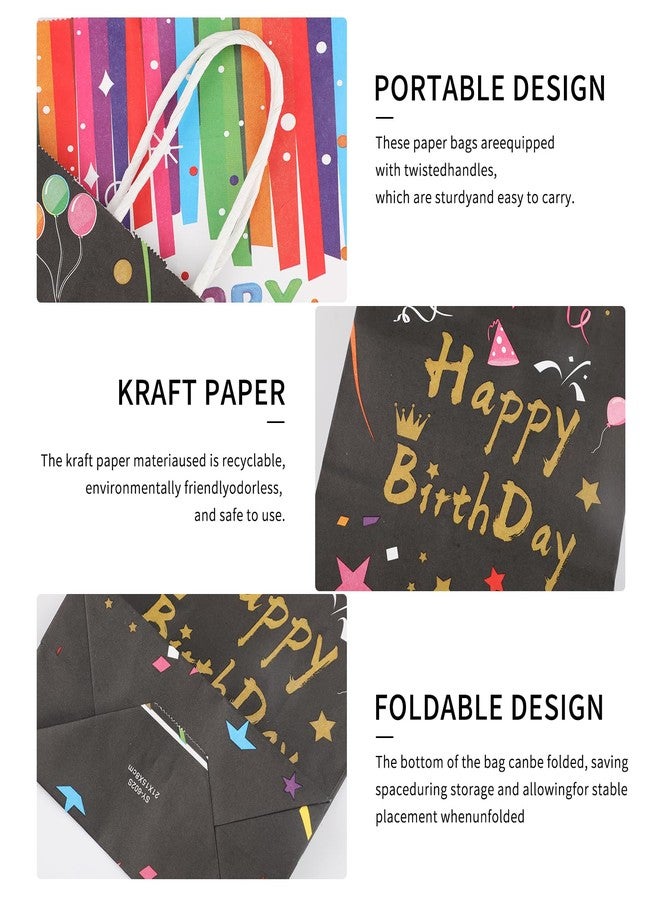 Motroce 36 PCS Happy Birthday Gift Bags with Handle 8.2 x 5.9 x3.1 inches Colorful Paper Bags, Reusable Party Favor Bags Goodie Bags for Birthday Party Gifts(12 Style) - Image 4